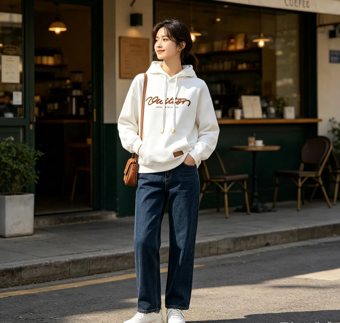 Louis Vuitton Signature Letter Pattern Printed Hooded Sweatshirt